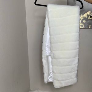 Faux Rabbit Fur White Shawl